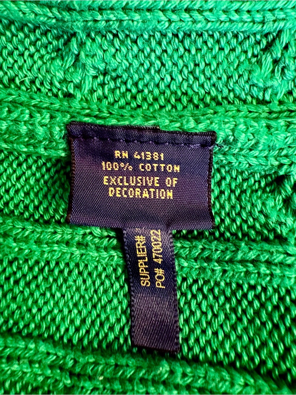 Polo Ralph Lauren Green Cable Knit Cotton Sweater Yellow Pony XL - Picture 7 of 11